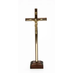 Krzyż drewniany stojący ciemny brąz 22,5 cm